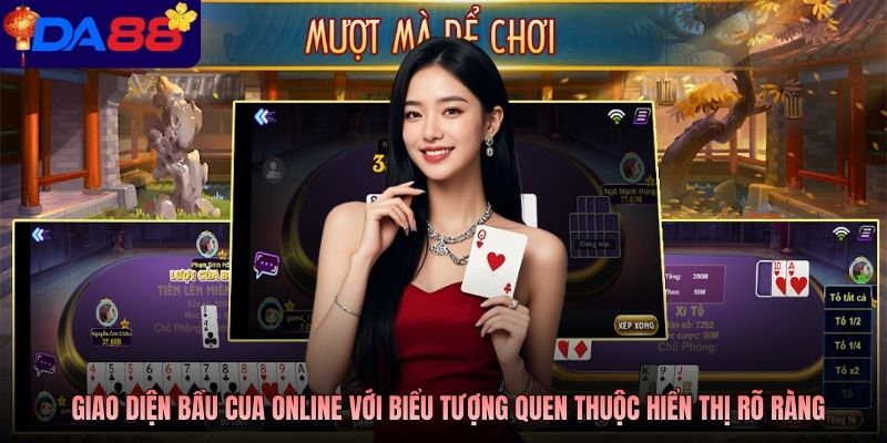 Giao diện bầu cua online với biểu tượng quen thuộc hiển thị rõ ràng