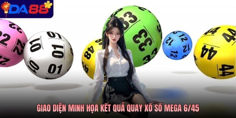 Giao diện minh họa kết quả quay xổ số Mega 6/45